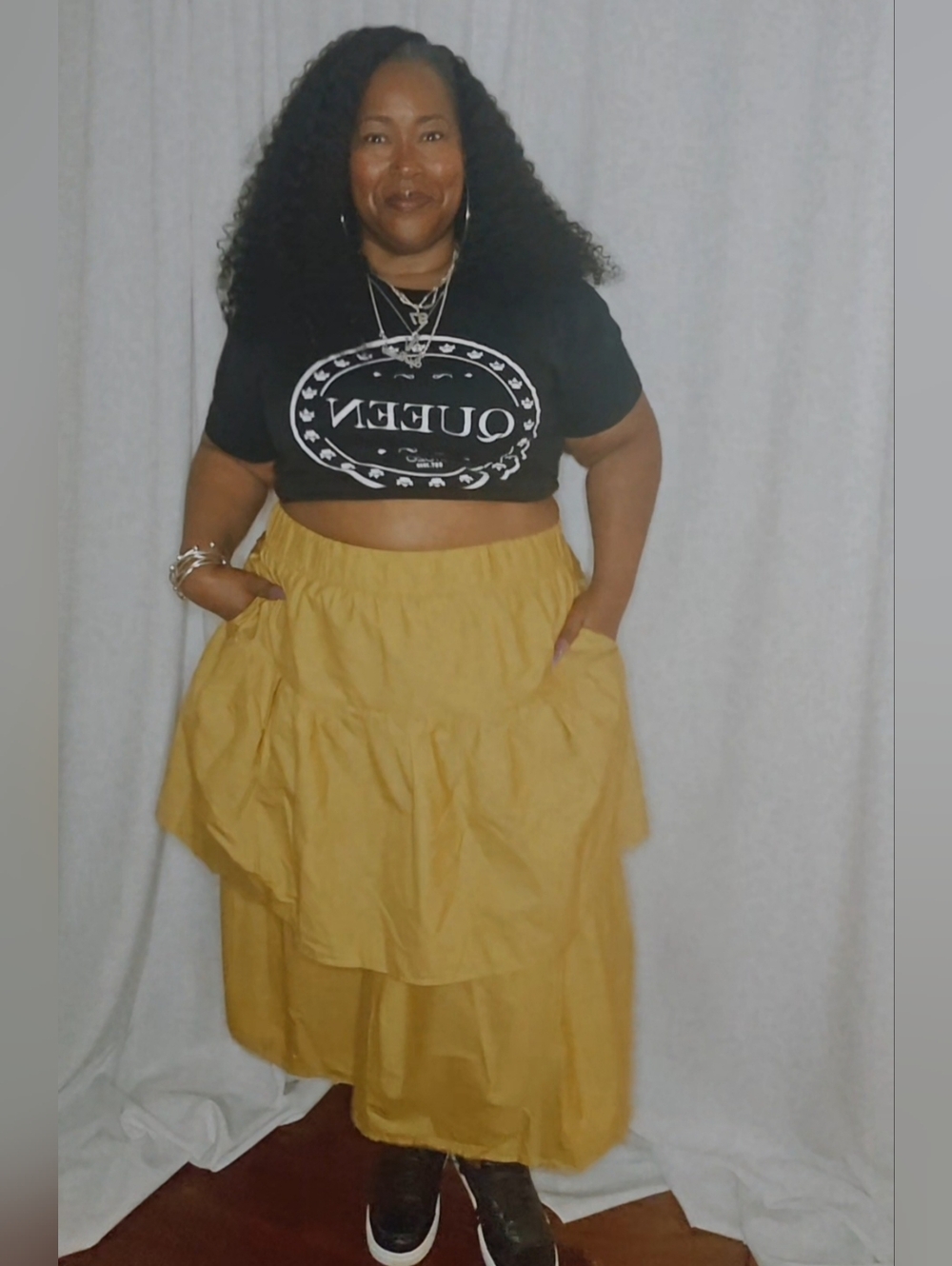 Tiered Mustard Yellow Women's Skirt